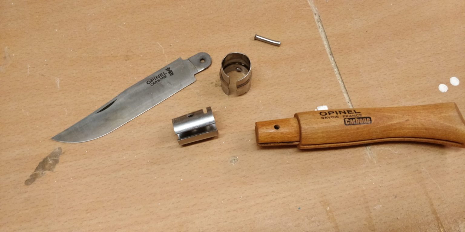 Opinel knife mod Shaping and refinishing the handle Vaasa Hacklab